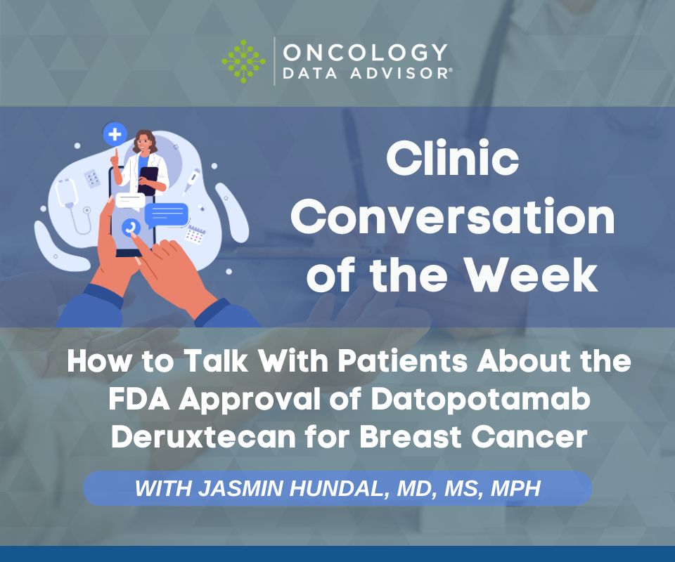 Oncology Data Advisor (@oncdata) on Twitter photo In this week's Clinic Conversation, <a href="/HundalJasmin/">Jasmin Hundal, M.D., DipABLM, M.S., M.P.H.</a> explores the #FDA approval of #datopotamab deruxtecan for metastatic #breast cancer and explains the significance of the approval to patients who may be eligible for treatment.
Read here! oncdata.com/datopotamab-cl…
<a href="/ClevelandClinic/">Cleveland Clinic</a> In this week's Clinic Conversation, <a href="/HundalJasmin/">Jasmin Hundal, M.D., DipABLM, M.S., M.P.H.</a> explores the #FDA approval of #datopotamab deruxtecan for metastatic #breast cancer and explains the significance of the approval to patients who may be eligible for treatment.
Read here! oncdata.com/datopotamab-cl…
<a href="/ClevelandClinic/">Cleveland Clinic</a>