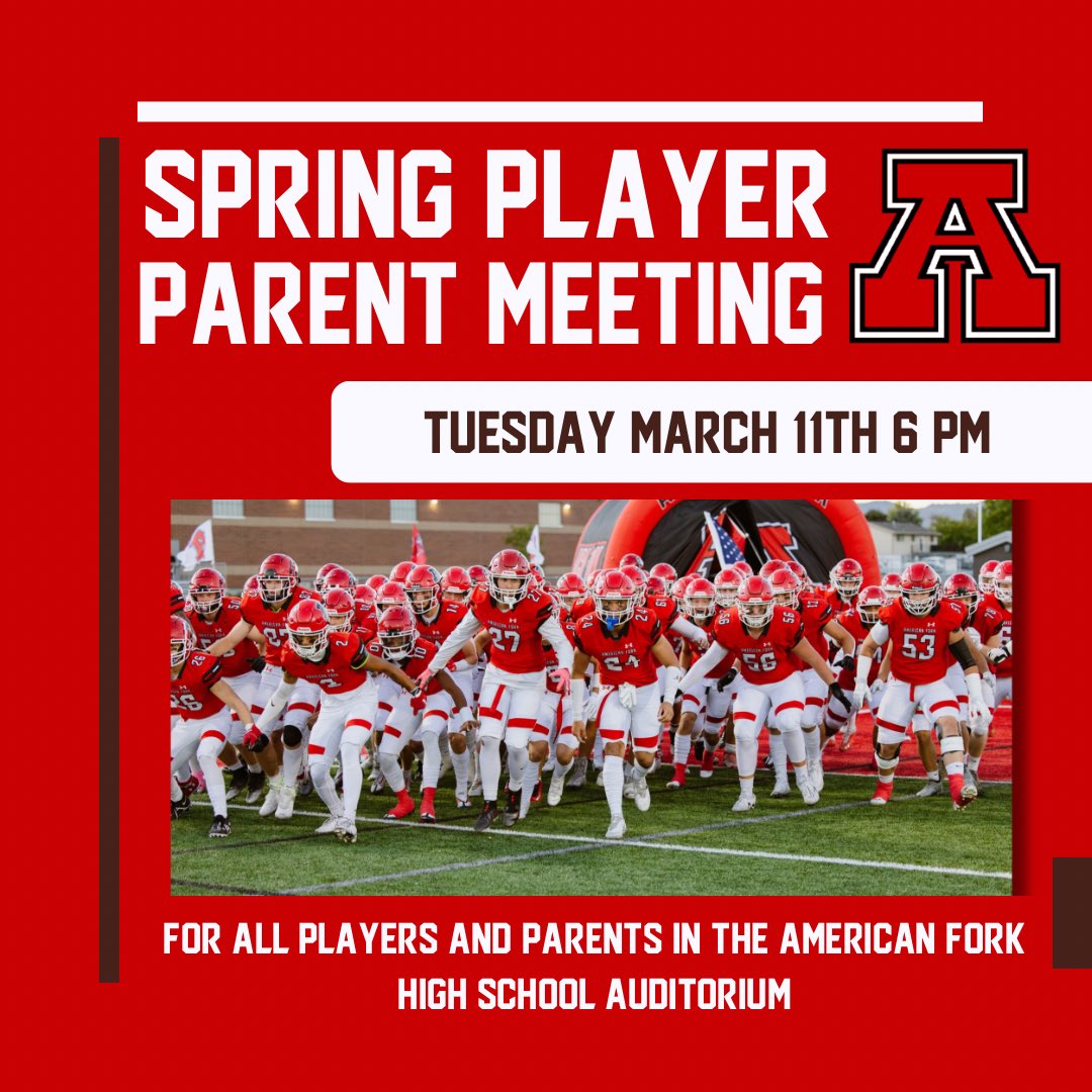 Our spring Player Parent Meeting will be on Tuesday March 11th at 6 PM in the AFHS auditorium!