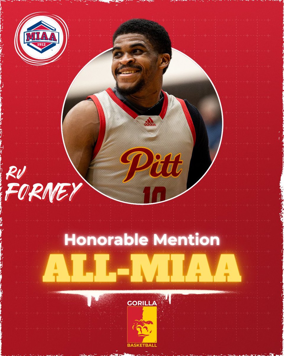 Pitt State Athletics 🦍 (@pittstgorillas) on Twitter photo 🚨ALL-MIAA🚨
Pitt State senior RJ Forney, Jr. is an Honorable Mention All-MIAA selection for the Gorillas 🦍🏀
Forney is also an All-MIAA Defensive team pick.
<a href="/_rjforney_/">RJ Forney</a>|<a href="/GorillasMBB/">Pittsburg State Men's Basketball</a>|<a href="/pittstate/">Pittsburg State</a> 🚨ALL-MIAA🚨
Pitt State senior RJ Forney, Jr. is an Honorable Mention All-MIAA selection for the Gorillas 🦍🏀
Forney is also an All-MIAA Defensive team pick.
<a href="/_rjforney_/">RJ Forney</a>|<a href="/GorillasMBB/">Pittsburg State Men's Basketball</a>|<a href="/pittstate/">Pittsburg State</a>