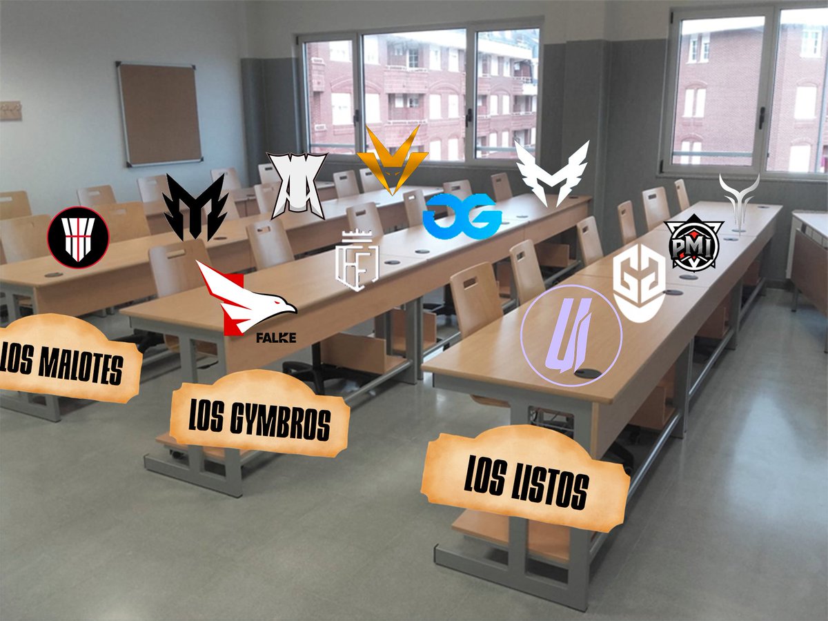 VentuCorp eSports (@ventucorp) on Twitter photo ¿En qué mesa te sientas? versión LOS GRUPITOS😏
😈Los malotes: <a href="/Team_Orion_Esp/">Team Orión</a> <a href="/Monta_Club/">Monta Club</a> <a href="/eSportsVAY/">VAY eSports</a> <a href="/VortexeSportsES/">Vortex eSports</a>
🦾Los gymbros: <a href="/FALKE_EC/">Falke Esports</a> <a href="/FractiousES/">Fractious Esports</a> <a href="/GamingOxygen/">Oxygen Gaming</a> <a href="/MelillaTitans/">Melilla Titans</a>
🤓Los listos: <a href="/UltraInstinctes/">Ultra Instinct</a> <a href="/TeamGMask/">Team GMask</a> <a href="/PMI_eSports/">PMI eSports</a> @dimonisesports
#VentuCorpForever ¿En qué mesa te sientas? versión LOS GRUPITOS😏
😈Los malotes: <a href="/Team_Orion_Esp/">Team Orión</a> <a href="/Monta_Club/">Monta Club</a> <a href="/eSportsVAY/">VAY eSports</a> <a href="/VortexeSportsES/">Vortex eSports</a>
🦾Los gymbros: <a href="/FALKE_EC/">Falke Esports</a> <a href="/FractiousES/">Fractious Esports</a> <a href="/GamingOxygen/">Oxygen Gaming</a> <a href="/MelillaTitans/">Melilla Titans</a>
🤓Los listos: <a href="/UltraInstinctes/">Ultra Instinct</a> <a href="/TeamGMask/">Team GMask</a> <a href="/PMI_eSports/">PMI eSports</a> @dimonisesports
#VentuCorpForever