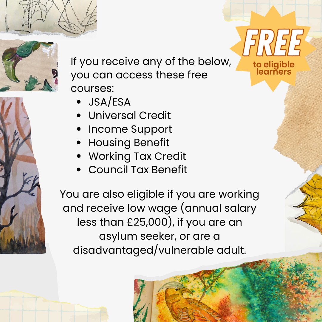 LearningCAL's tweet image. All new Engage courses coming soon to Heath Campus and Kevin Pearce Family Hub! Don't miss out on this fantastic opportunity to improve your wellbeing and discover mindfulness techniques, all while getting creative!
Get in touch to secure your place today! 01422 392820