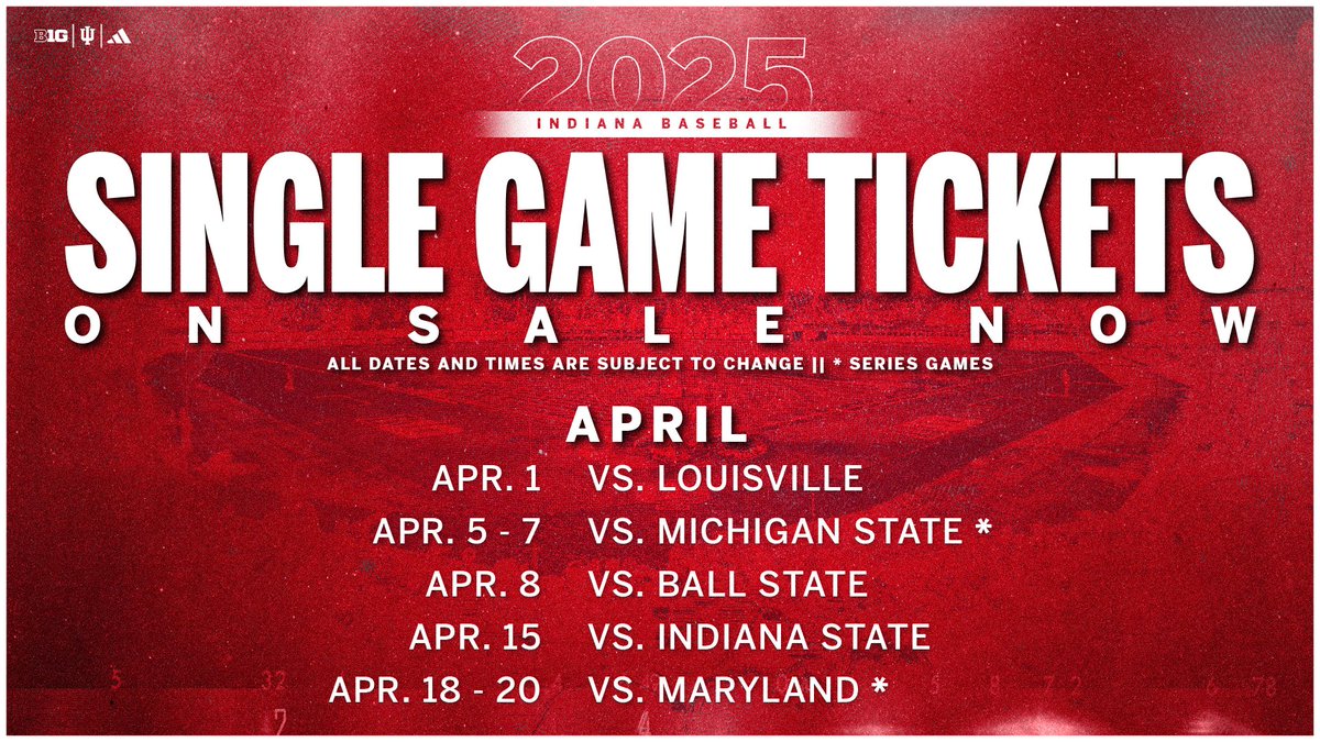 IndianaTix's tweet image. More @IndianaBase games on deck! Come out and support your Hoosiers!
Get your tickets using the link below⤵️
🎟️iuhoosiers.evenue.net/events/BBSG