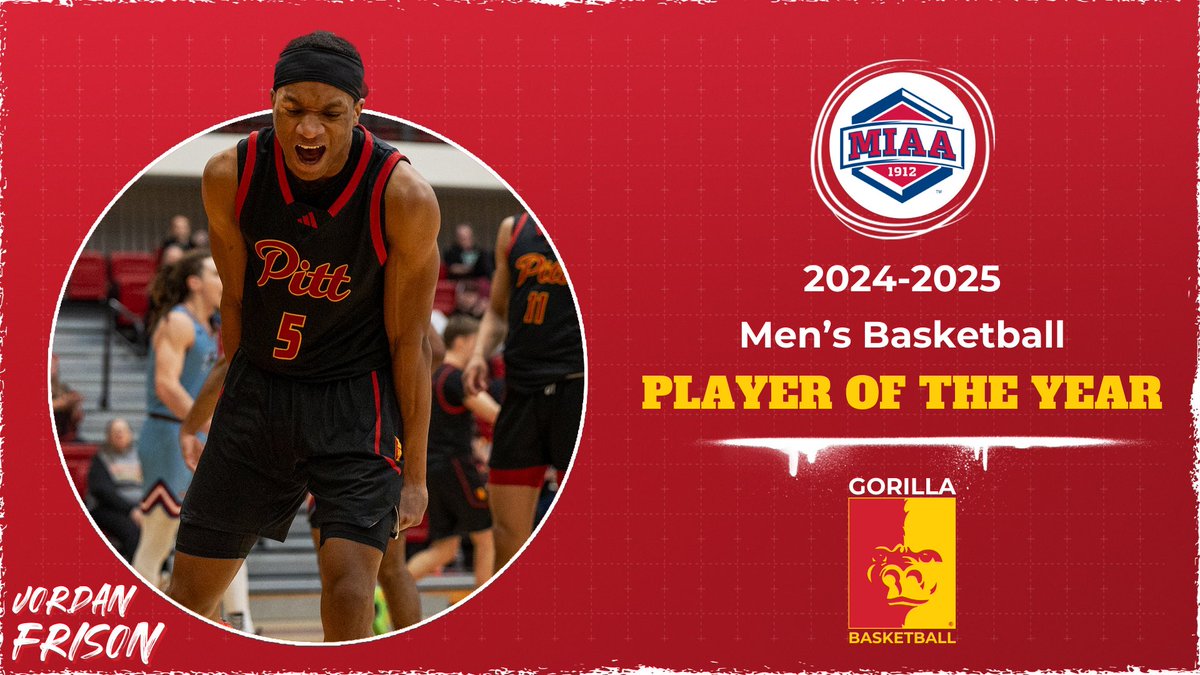 Pitt State Athletics 🦍 (@pittstgorillas) on Twitter photo 🚨PLAYER OF THE YEAR🚨
Pitt State sophomore Jordan Frison is the MIAA Men's Basketball Player of the Year 🦍🏀
Frison led the Gorillas with 17.3 points per game and led the MIAA with 6.3 assists per game.
<a href="/GorillasMBB/">Pittsburg State Men's Basketball</a>|<a href="/pittstate/">Pittsburg State</a>|<a href="/jfrison10/">Jordan Frison</a> 🚨PLAYER OF THE YEAR🚨
Pitt State sophomore Jordan Frison is the MIAA Men's Basketball Player of the Year 🦍🏀
Frison led the Gorillas with 17.3 points per game and led the MIAA with 6.3 assists per game.
<a href="/GorillasMBB/">Pittsburg State Men's Basketball</a>|<a href="/pittstate/">Pittsburg State</a>|<a href="/jfrison10/">Jordan Frison</a>