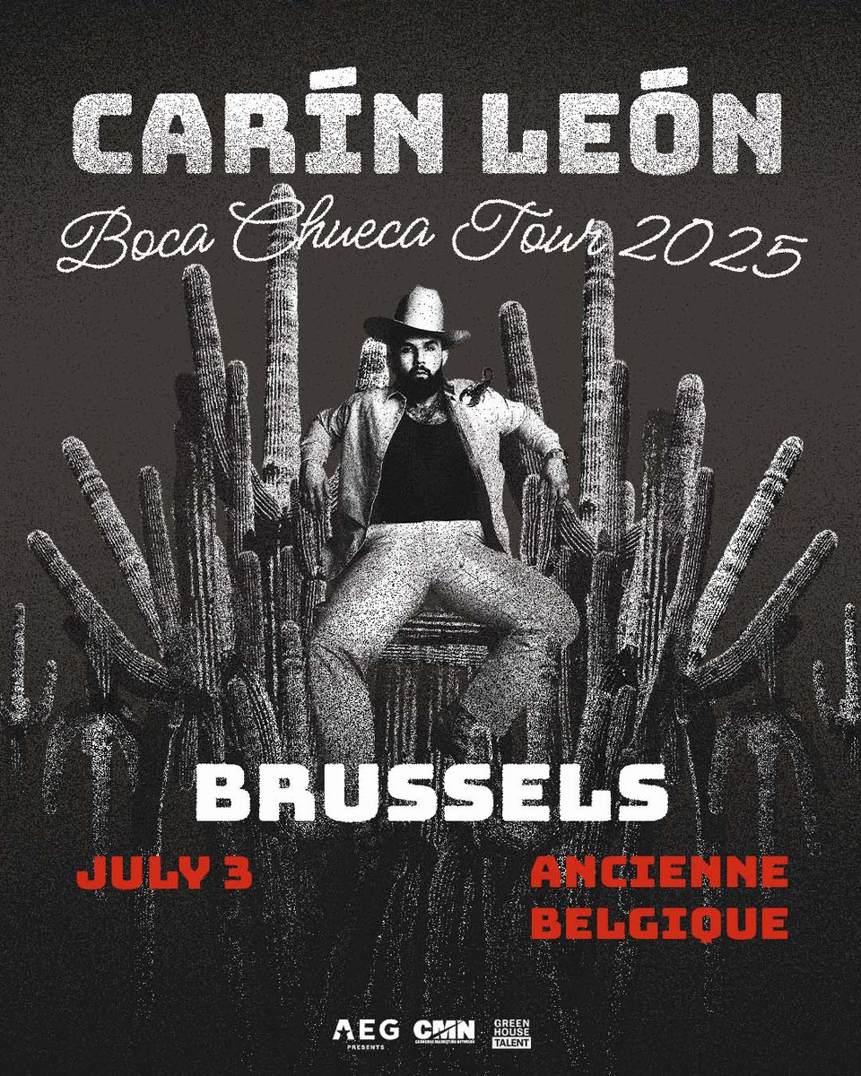 GRAMMY®-winning superstar Carín León brings his "Boca Chueca Tour" to Ancienne Belgique on July 3rd! Don't miss out on his mesmerizing performance—tickets available March 7th at 10 AM via greenhousetalent.com ✨🇲🇽
