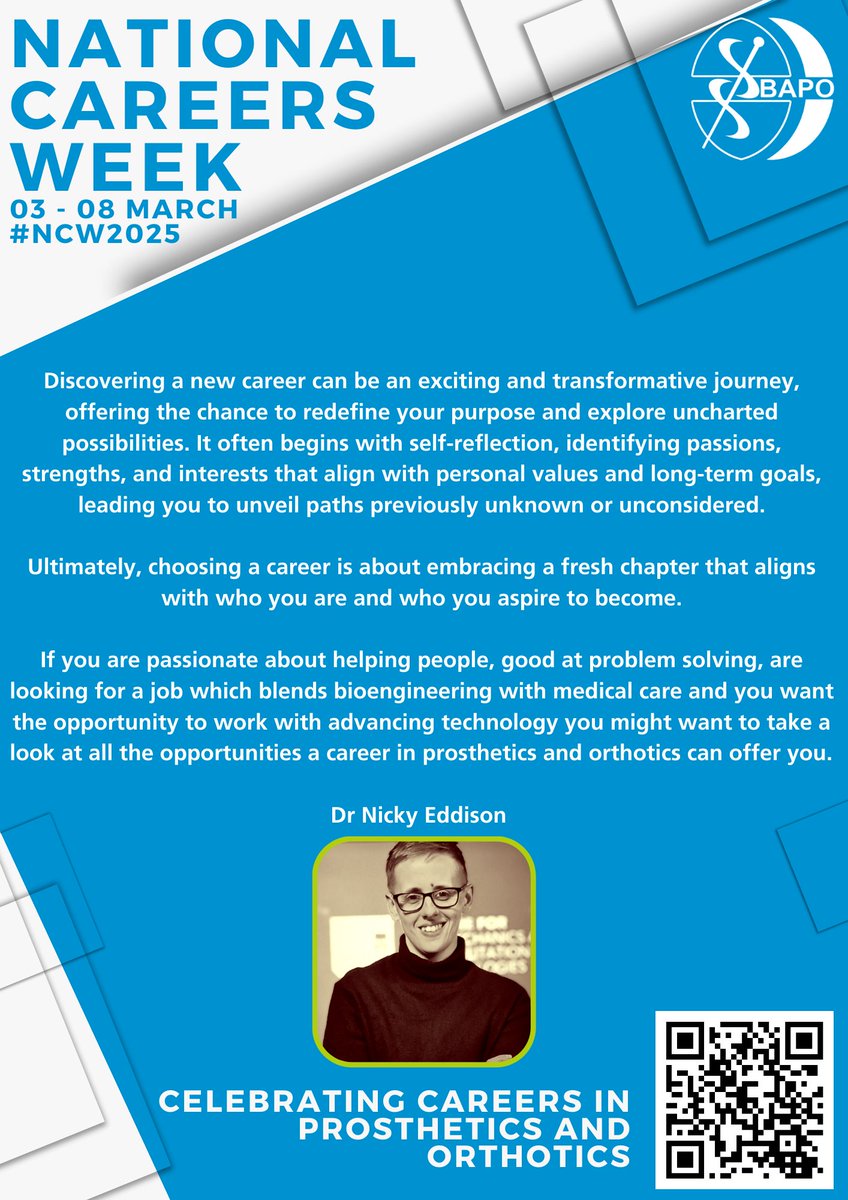 If you're passionate about helping people, good at problem solving, &amp; looking for a job which blends bioengineering &amp; medical care &amp; you want the opportunity to work with advancing technology look at all the opportunities a career in P&amp;O can offer you - Dr Nicky Eddison 
#NCW2025