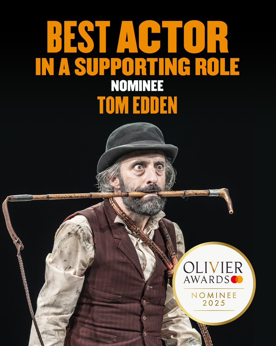 We are thrilled that @tom_edden2.0 has been nominated for 'Best Actor in a Supporting Role' in #GodotWestEnd at the 2025 @olivierawards