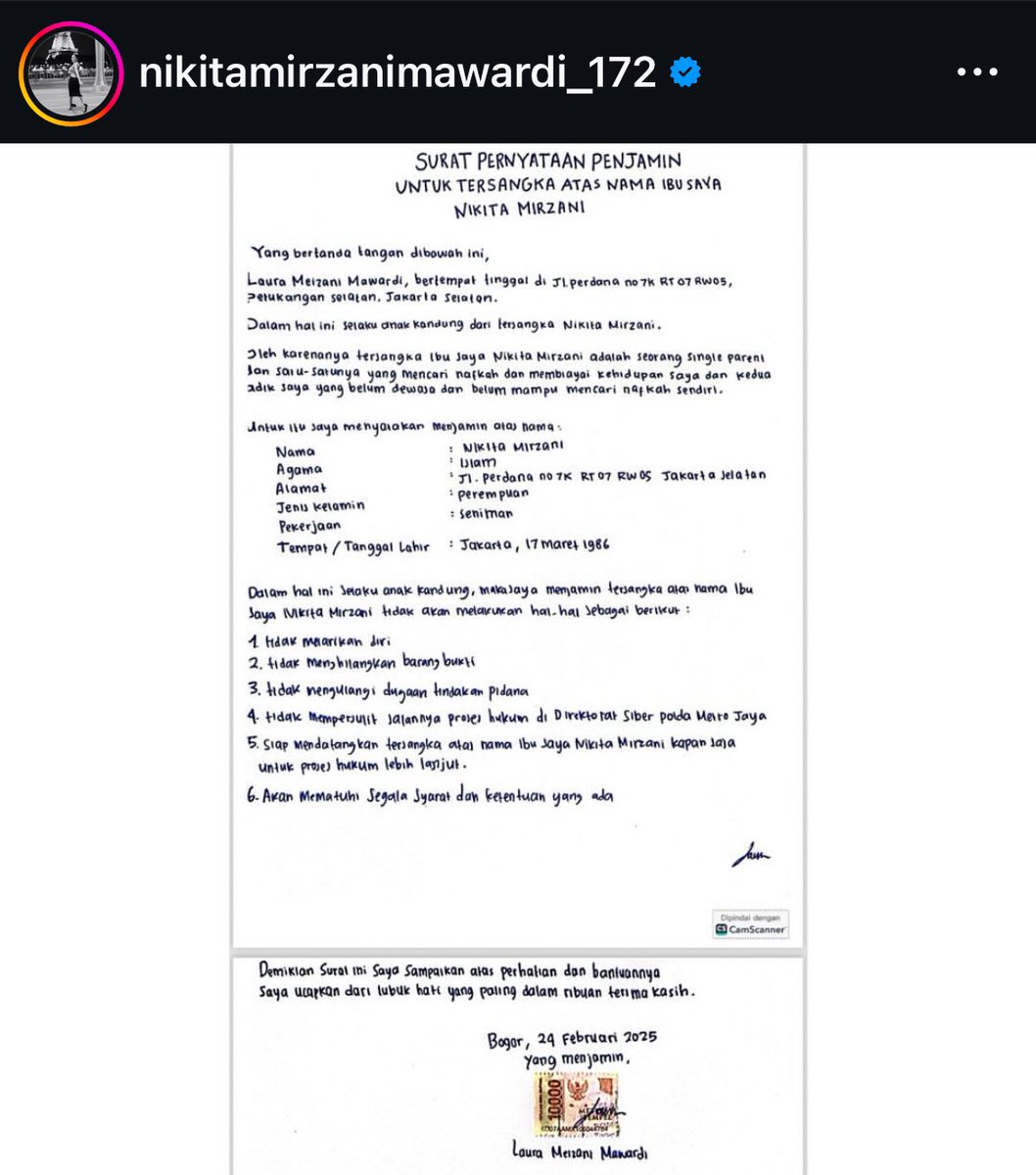 Lolly nulis surat minta Nikita Mirzani gak ditahan