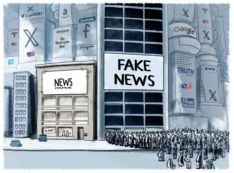 The power of fake news. Cartoon by Markus Grolik: buff.ly/cV8j92t

#fakenews #journalism #media #misinformation