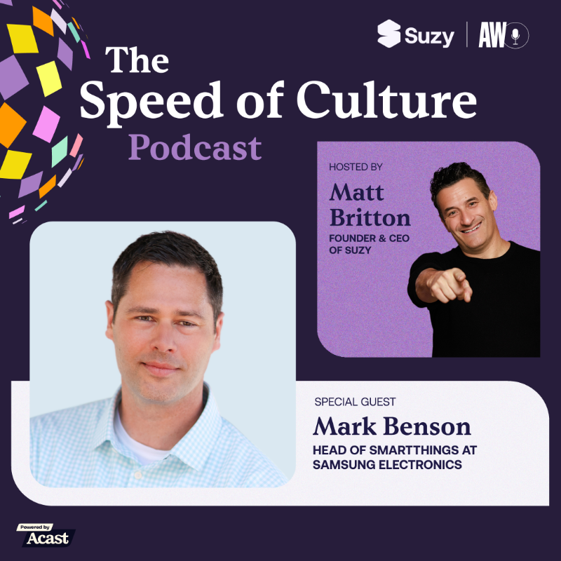 AskSuzyBiz's tweet photo. On The Speed of Culture Podcast, @markbenson Head of @SmartThings at @Samsung, reveals how AI, automation, and seamless connectivity are making homes smarter, more intuitive, and easier to manage. 🎧 Tune in now! @Adweek #SpeedofCulture
