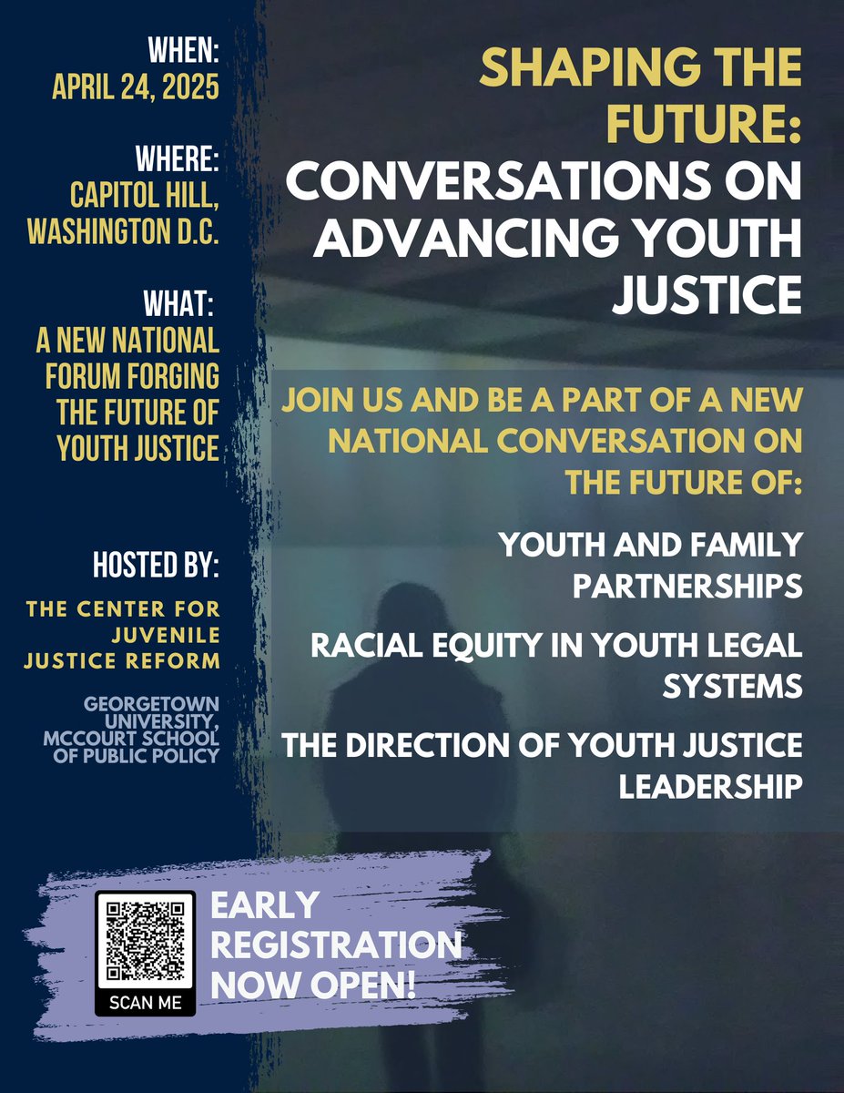 Join us on April 24 for a new national forum, Shaping the Future: Conversations on Advancing Youth Justice! Take part in engaging conversations with system, community, and youth leaders and help shape a positive future for our young people.

tinyurl.com/Conversations-…