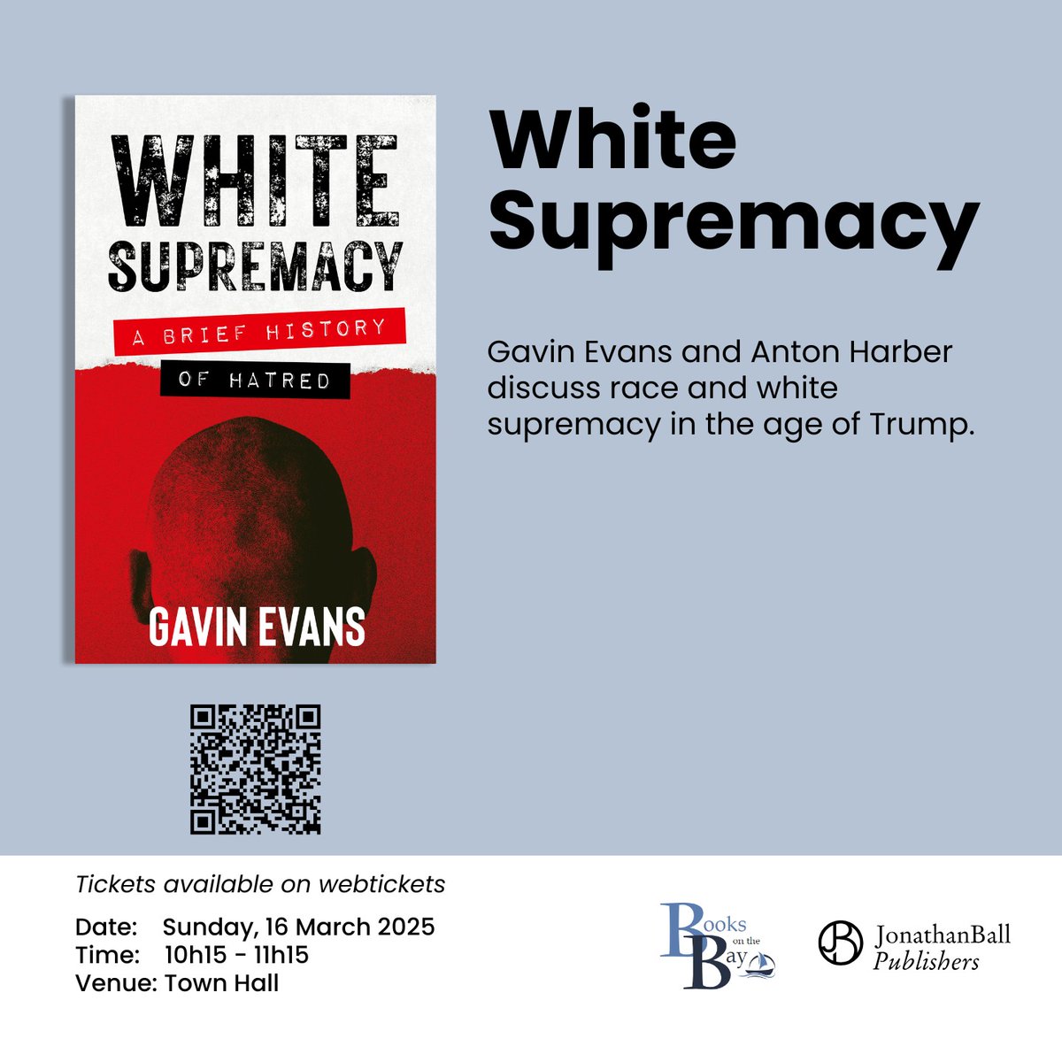 Books on the Bay festival with <a href="/AntonHarber/">Anton Harber</a> , 10.15am Sunday March 16. <a href="/JonathanBallPub/">Jonathan Ball Publishers</a>