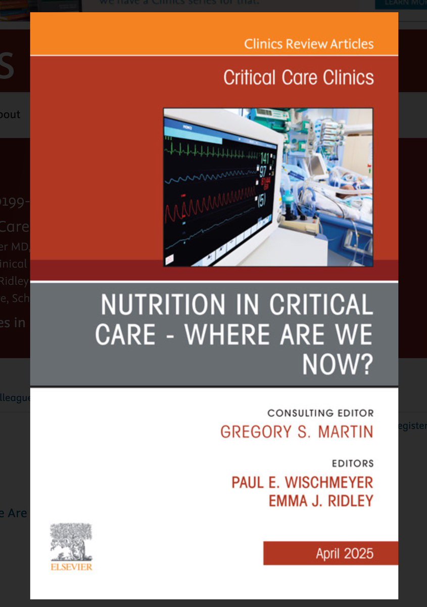 Paul Wischmeyer MD (@paul_wischmeyer) on Twitter photo 🙋♂️NEW Critical Care Clinics Issue! Critical Care Nutrition-Where Are We Now?
📝 12 new cutting-edge papers on ICU nutrition exercise, & rehabilitation
Full Issue Link: criticalcare.theclinics.com/issue/S0749-07…
For copies of any papers feel free to email me at:
Paul.Wischmeyer@duke.edu 🙋♂️NEW Critical Care Clinics Issue! Critical Care Nutrition-Where Are We Now?
📝 12 new cutting-edge papers on ICU nutrition exercise, & rehabilitation
Full Issue Link: criticalcare.theclinics.com/issue/S0749-07…
For copies of any papers feel free to email me at:
Paul.Wischmeyer@duke.edu