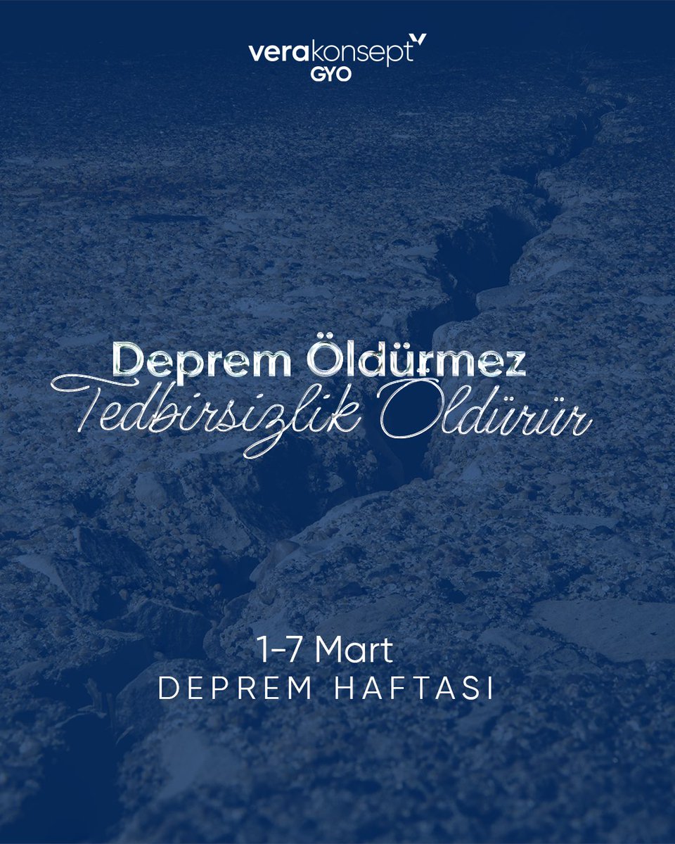 Deprem öldürmez, bina öldürür." anlayışıyla, sağlam ve güvenli yapılar inşa etmek, afet bilincini toplumda en üst seviyeye çıkarmak, kentsel dönüşüm ve yapı denetimini güçlendirmek için var gücümüzle çalışıyoruz.

#verakonseptgyo #depremhaftası #depremekarşıtedbiral