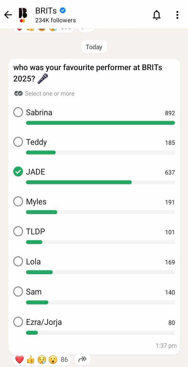 JADEtearoom's tweet photo. #VoteJADE for your favourite performer at the BRITs 2025: https://t.co/rHg4ZUPYph https://t.co/heJiU3coaw