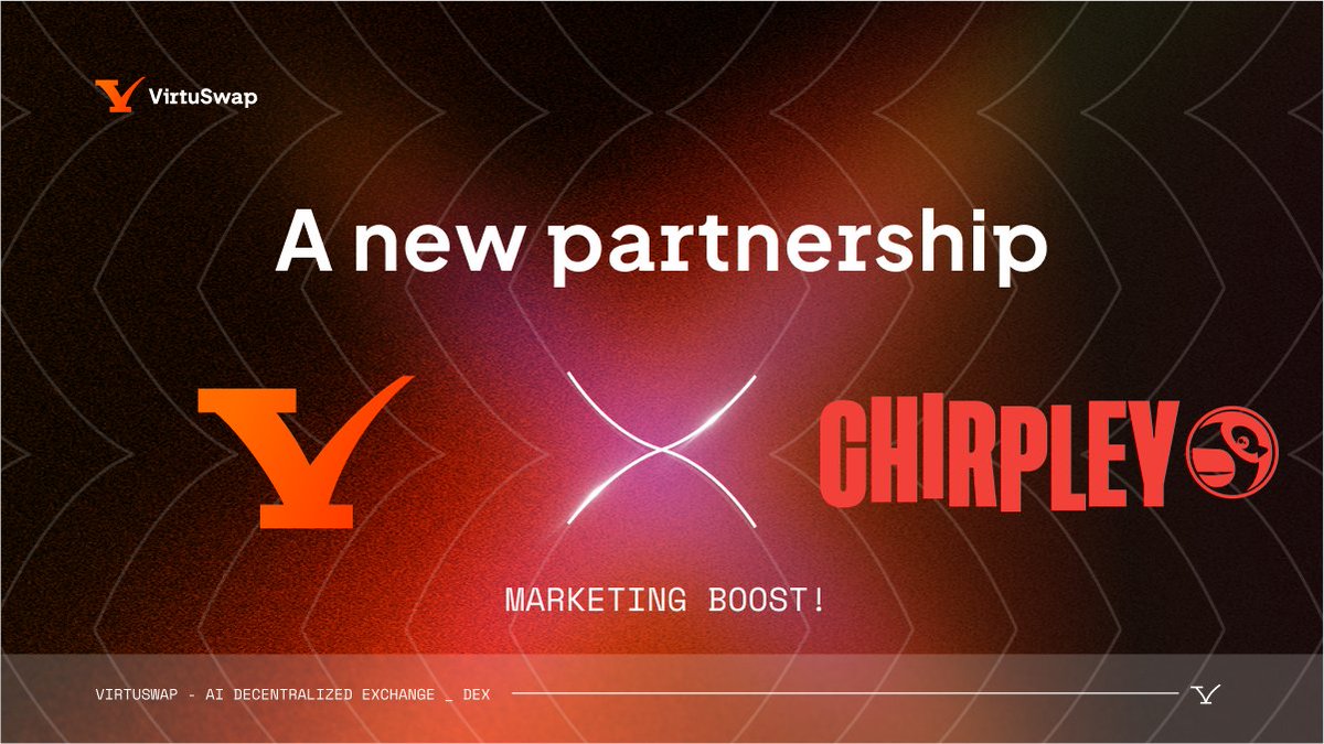 VirtuSwap | AI-powered DEX ⚙️ (@virtuswap) on Twitter photo <a href="/VirtuSwap/">VirtuSwap | AI-powered DEX ⚙️</a> x <a href="/chirpley/">Chirpley🐦</a> – Next-Level Expansion Begins! ⚡️
With Chirpley’s powerful influencer marketing, we’re unlocking massive visibility, adoption, and engagement to a whole new level!🔥
This collaboration brings wider Web3 recognition, stronger business adoption, and <a href="/VirtuSwap/">VirtuSwap | AI-powered DEX ⚙️</a> x <a href="/chirpley/">Chirpley🐦</a> – Next-Level Expansion Begins! ⚡️
With Chirpley’s powerful influencer marketing, we’re unlocking massive visibility, adoption, and engagement to a whole new level!🔥
This collaboration brings wider Web3 recognition, stronger business adoption, and