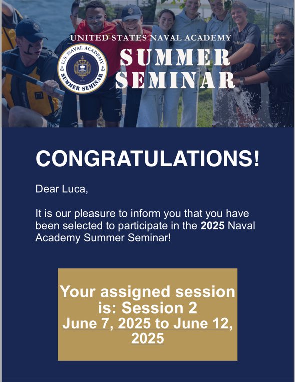 Luca Licata 4🌟 K / P| ‘26 | 3.48 GPA (@lucalicata614) on Twitter photo Looking forward to attending the United States Naval Academy’s Summer Seminar! 🇺🇸
<a href="/PJVolker/">🇺🇸PJ Volker⚓️</a> <a href="/CoachRickyBrown/">Ricky Brown</a> <a href="/NavyFBrecruit/">Navy Football Recruiting</a> <a href="/CeltsFootball/">DJHS Celtic Football</a> Looking forward to attending the United States Naval Academy’s Summer Seminar! 🇺🇸
<a href="/PJVolker/">🇺🇸PJ Volker⚓️</a> <a href="/CoachRickyBrown/">Ricky Brown</a> <a href="/NavyFBrecruit/">Navy Football Recruiting</a> <a href="/CeltsFootball/">DJHS Celtic Football</a>