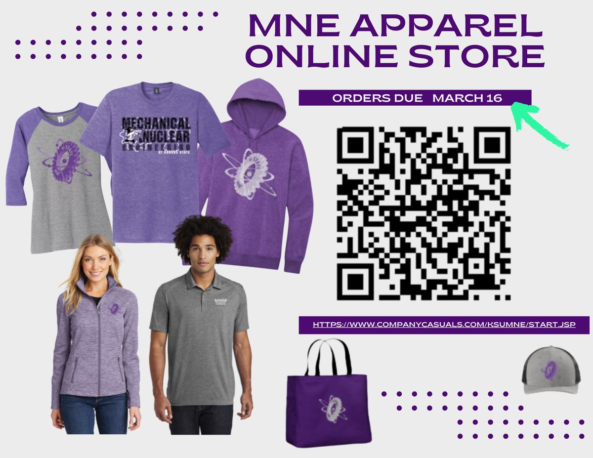 Check out the MNE online apparel store!
companycasuals.com/KSUMNE//start.…
Purchased shirts, jackets, hats and other merch will be available for pickup in the engineering building on the Manhattan campus in a few weeks. (Shipping is not available.)