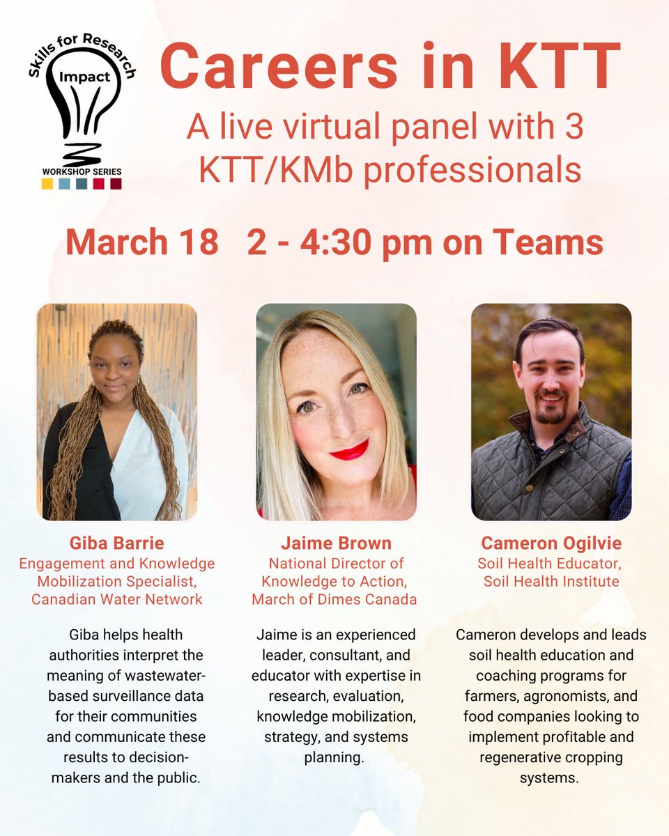 Research Innovation Office at UofG (@createdatguelph) on Twitter photo Ever wondered what it's like to work in #KnowledgeMobilization or #KnowledgeTranslationAndTransfer? Learn from 3 professionals at this live panel discussion, part of the Skills for Research Impact workshop series. Register at uoguelph.ca/alliance/event…
<a href="/AgInnovationON/">Ontario Agri-Food Innovation Alliance</a> <a href="/CESIGuelph/">CESI Guelph</a> Ever wondered what it's like to work in #KnowledgeMobilization or #KnowledgeTranslationAndTransfer? Learn from 3 professionals at this live panel discussion, part of the Skills for Research Impact workshop series. Register at uoguelph.ca/alliance/event…
<a href="/AgInnovationON/">Ontario Agri-Food Innovation Alliance</a> <a href="/CESIGuelph/">CESI Guelph</a>