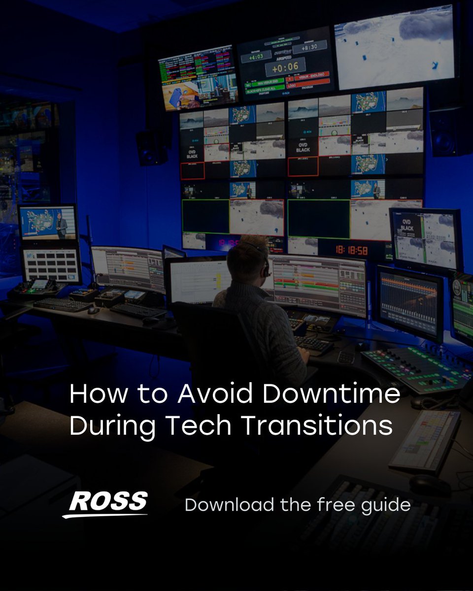 Upgrading your production tech? Keep the cameras rolling with this free Zero Downtime Guide. ⚡️

📖 Download here. rossvideo.com/blog/keep-the-…

🎟 Heading to <a href="/NABShow/">NAB Show</a>? Book a meeting with our trusted experts at booth SL206. ross.video/4aWqZ8E

#Production #Broadcast #Media
