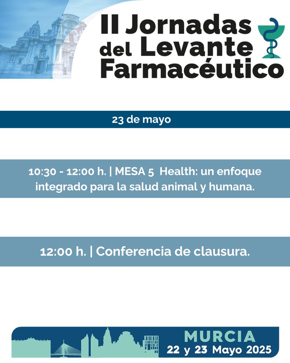 📢 ¡Programa disponible! 📢 Las #JornadasLevanteFarmacéutico reunirán a expertos para abordar regulación, IA, sostenibilidad y más. 📍22-23 mayo, Murcia. Inscríbete antes del 10 de marzo con tarifa reducida 🔗 jornadaslevantefarmaceutico.com/registro