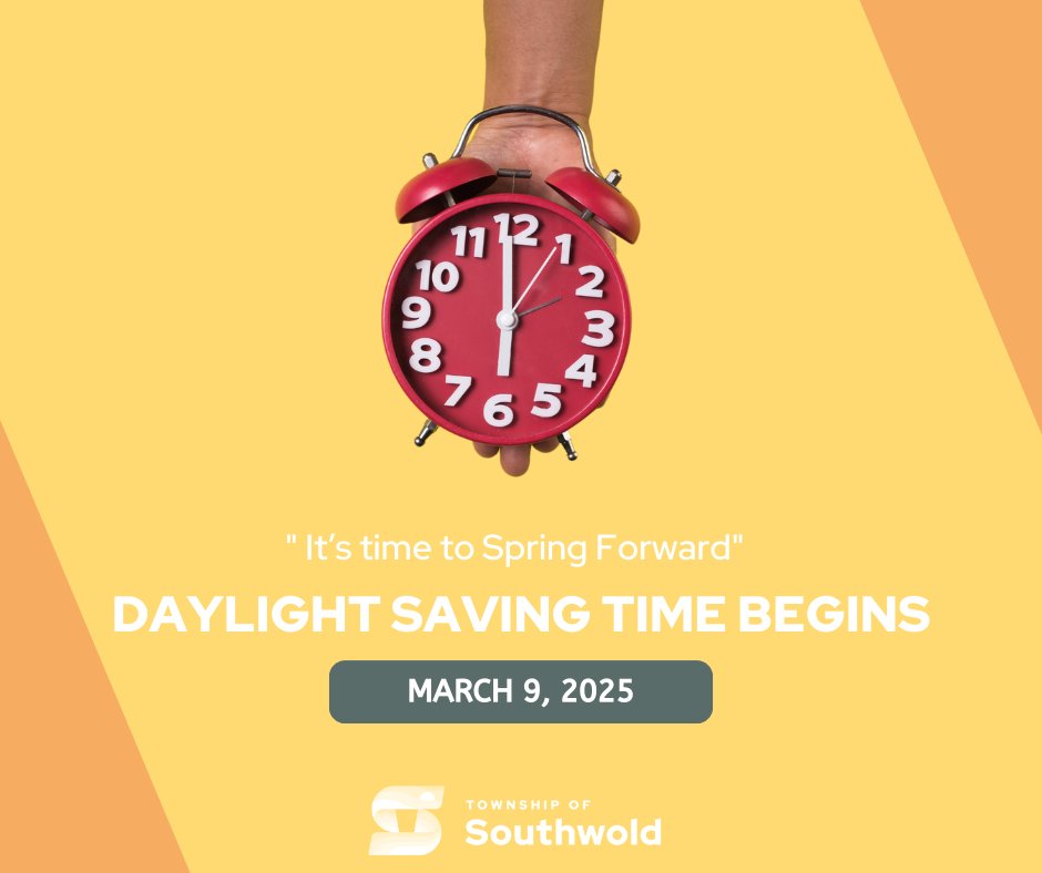 It's time to spring forward!
A reminder to set your clocks forward one hour before bed tonight as Daylight Saving Time begins.