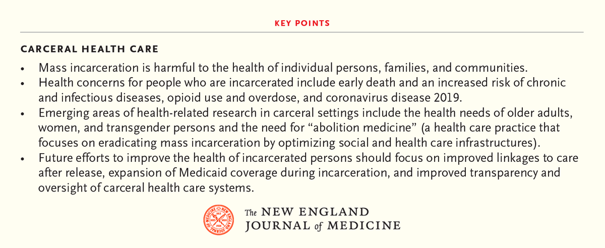 NEJM (@nejm) on Twitter photo Review Article by Lauren Brinkley-Rubinstein, PhD, <a href="/justinberk/">justinberk</a>, MD, MPH, and Brie A. Williams, MD: Carceral Health Care nej.md/3XmIhGG
#PublicHealth Review Article by Lauren Brinkley-Rubinstein, PhD, <a href="/justinberk/">justinberk</a>, MD, MPH, and Brie A. Williams, MD: Carceral Health Care nej.md/3XmIhGG
#PublicHealth