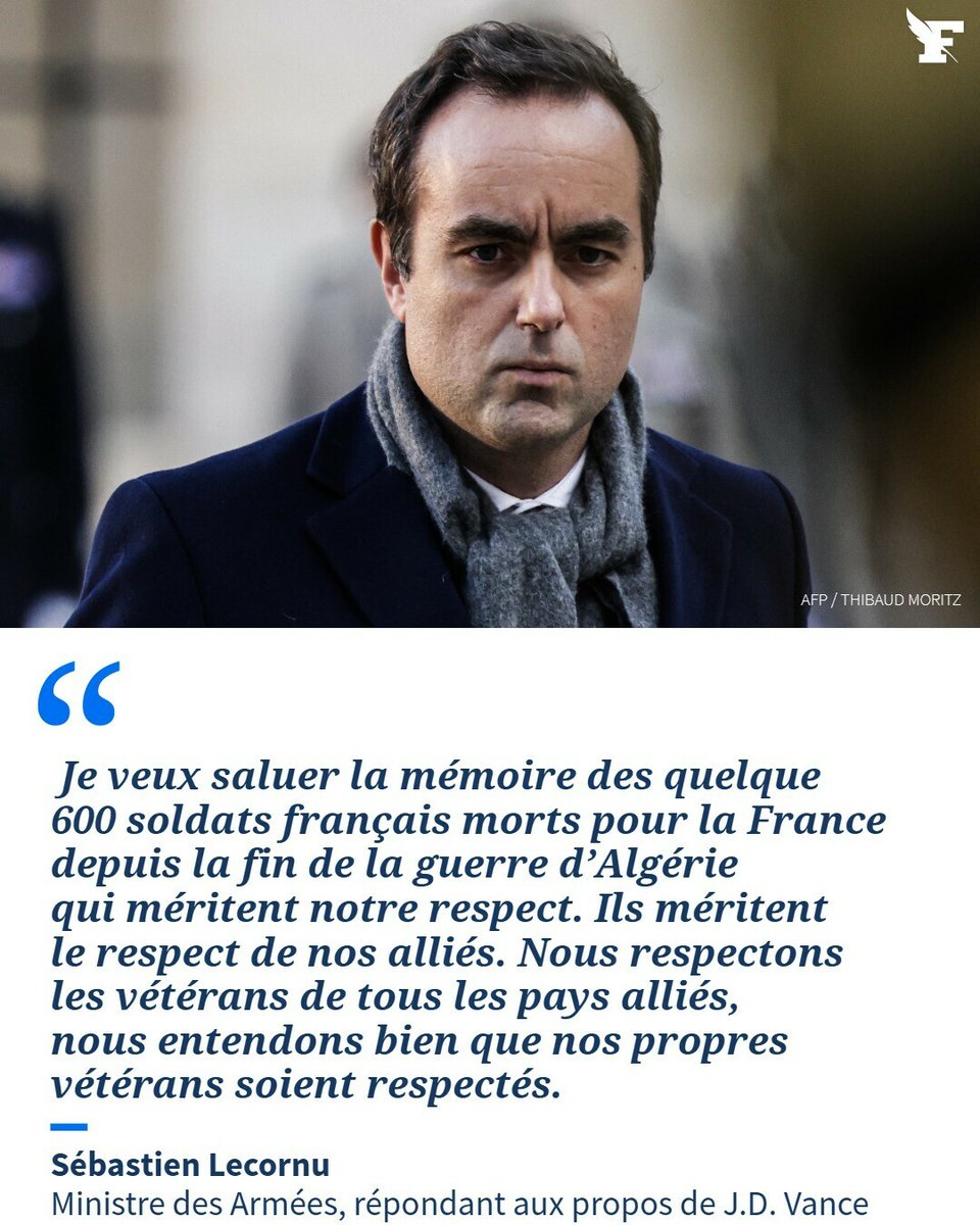 Le vice-président américain avait estimé que la France et le Royaume-Uni sont «des pays quelconques» qui «ne se sont pas battus depuis trente ou quarante ans». →l.lefigaro.fr/6Dh