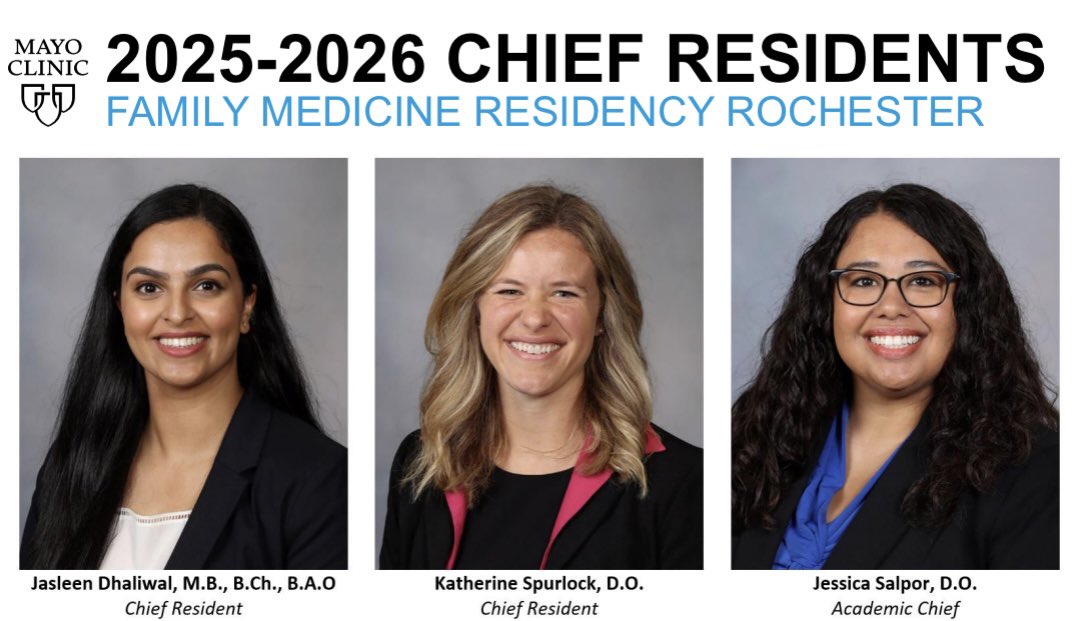 We are thrilled to announce our 2025-2026 Chief Residents!! Drs. Dhaliwal &amp; Spurlock will be our Administrative Co-Chiefs and Dr. Salpor will be our Academic Chief.

We are so lucky to have such amazing leaders in our program!