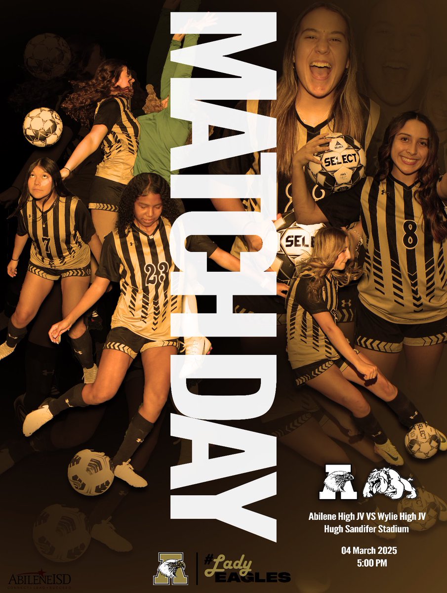 Our Abilene High JV Women's Soccer team has been working hard, and they're ready to show their skills against Wylie JV! Come out and support these amazing athletes! 📅 March 4th, 2025 📍 Sandifer Stadium ⏰ 5:00 PM Let's pack the stands! #AbileneHighSoccer #JVPride #EagleNation