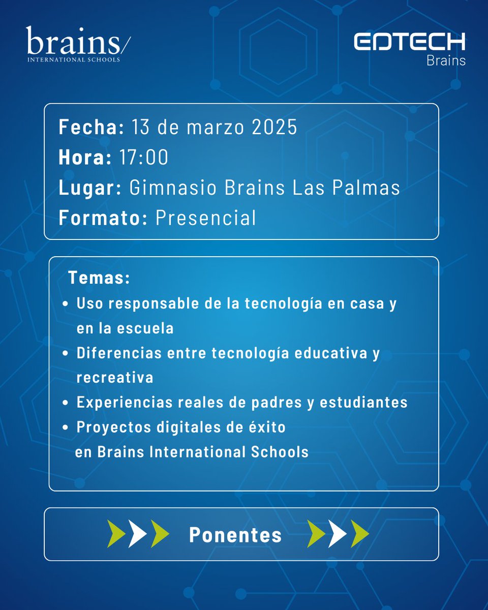 Colegio_Brains's tweet image. 🌍 Tecnología, educación y familia en Brains Gran Canaria 📲✨

📢 Te esperamos en la Mesa Redonda sobre Innovación Responsable: Digitalización Consciente, Claves para un Equilibrio Saludable. Un encuentro exclusivo para reflexionar sobre el impacto de la tecnología en la…