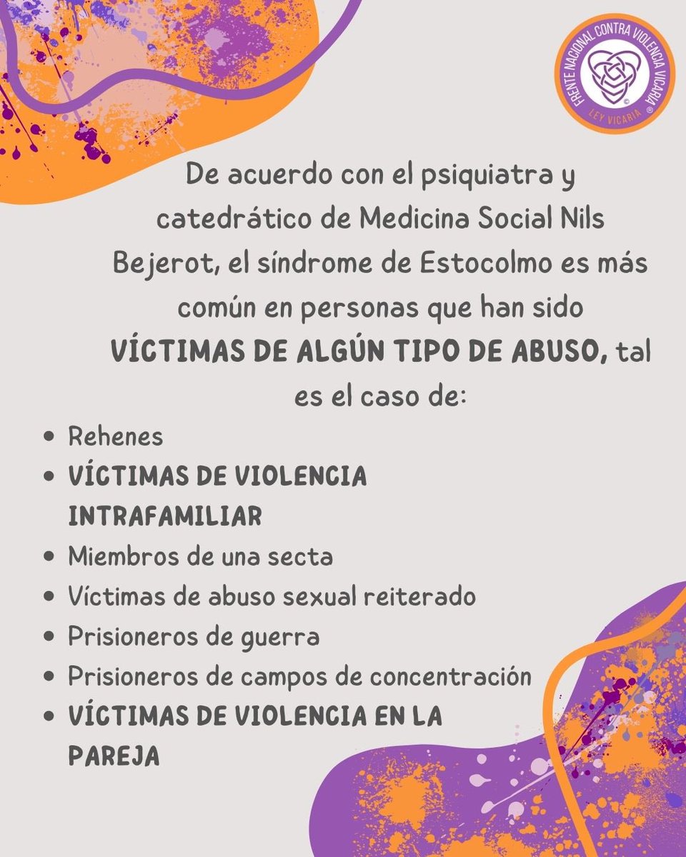 El síndrome de ESTOCOLMO en la violencia vicaria

#RUMBOAL8M 
#nomásviolenciavicaria 
#conlasinfanciasno 
#leyvicaria 
#FNCVV