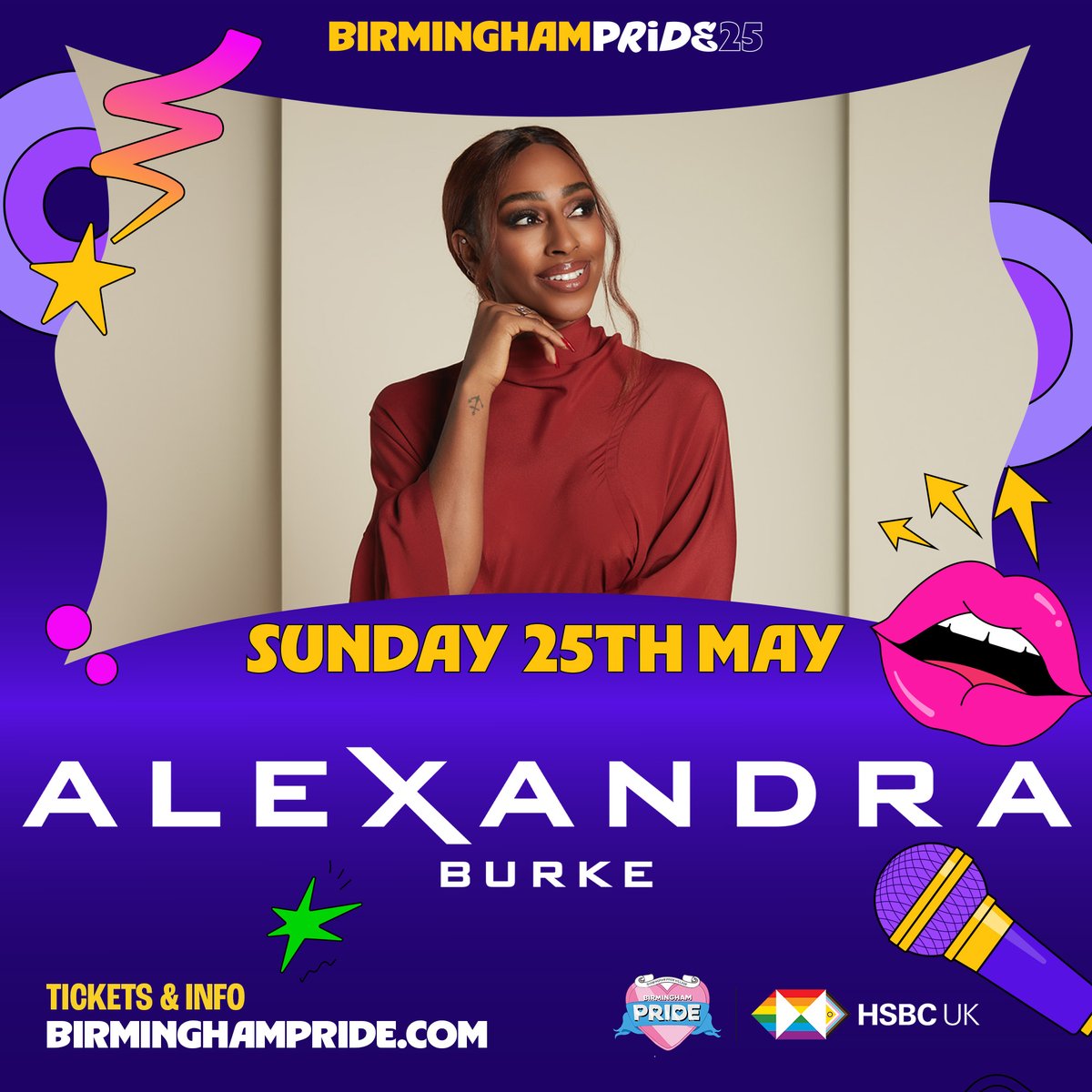 🚨 BREAKING NEWS 🚨  BREAKING NEWS 🚨

Birmingham Pride supported by <a href="/HSBC_UK/">HSBC UK</a>  are beyond excited to announce that <a href="/alexandramusic/">Alexandra Burke</a>  will be performing on the Birmingham Pride Main Stage this on Sunday 25th May! 🎤💫

From The X Factor winner to Platinum-selling artist, Alexandra
