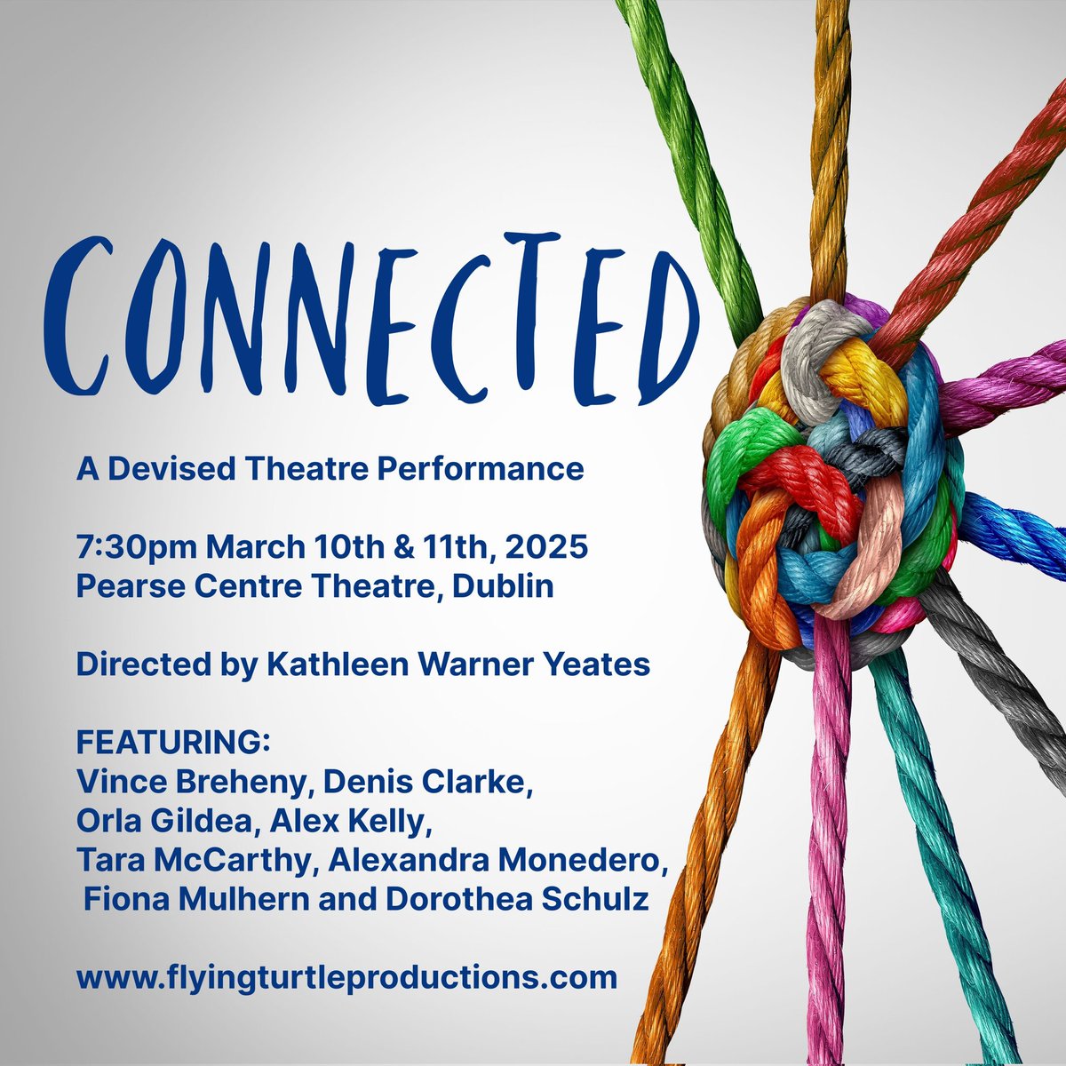 Come see our work in the world premiere performances of CONNECTED!

Performances:
7:30pm Monday, March 10th, 2025
7:30pm Tuesday, March 11th, 2025
At the Pearse Centre Theatre, Dublin
INFO HERE: flyingturtleproductions.com/2025/03/04/con…