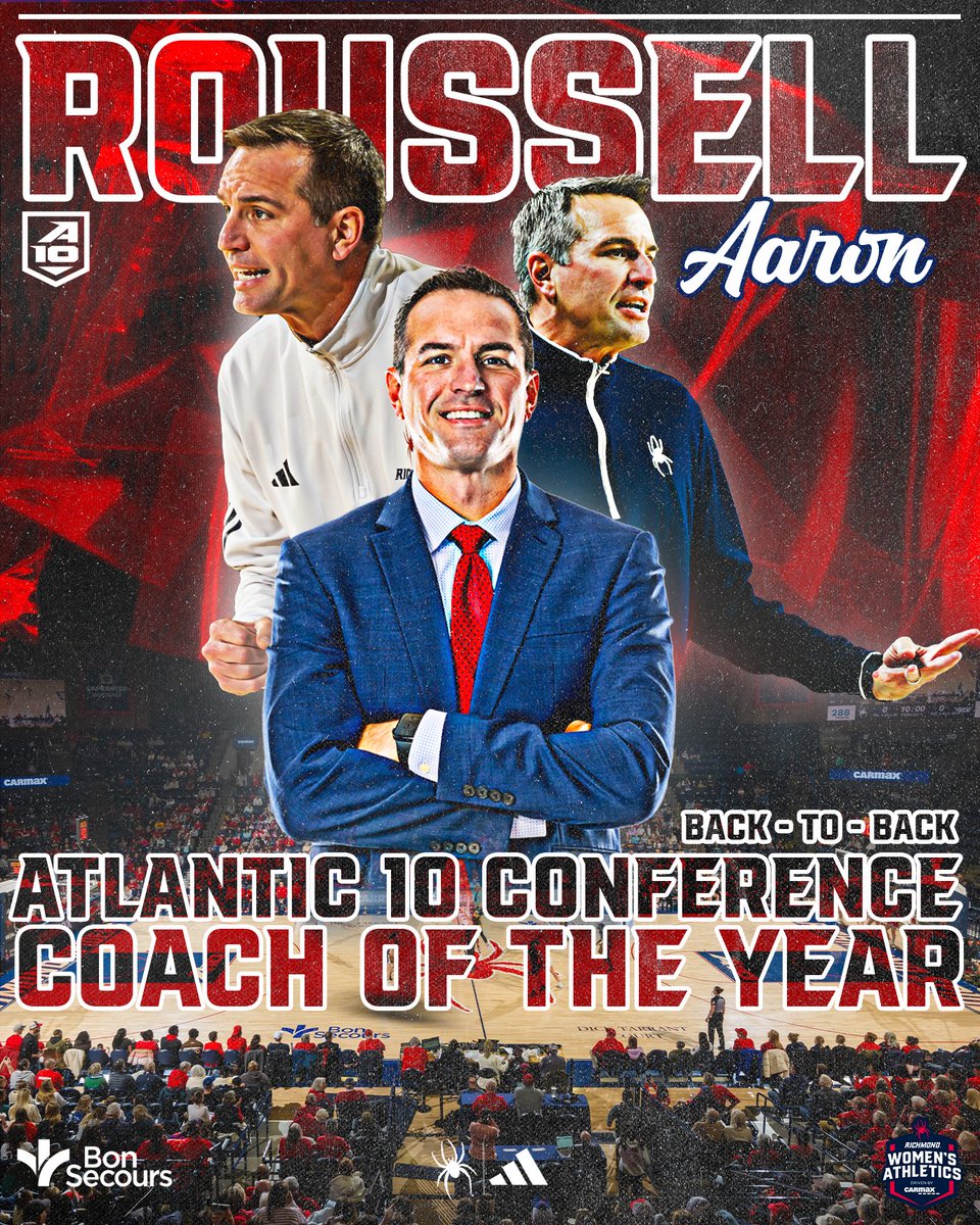 Richmond Womenโs Basketball (@spiderwbball) on Twitter photo Back-to-back ๐๐ฑ๐๐๐ฅ๐ฅ๐๐ง๐๐! <a href="/CoachRous/">Aaron Roussell</a> is your <a href="/A10WBB/">Atlantic 10 WBB</a> Coach of the Year for the second straight season! ๐ท๏ธ๐๐ซก
<a href="/SpiderAthletics/">Richmond Athletics</a> // #OneRichmond Back-to-back ๐๐ฑ๐๐๐ฅ๐ฅ๐๐ง๐๐! <a href="/CoachRous/">Aaron Roussell</a> is your <a href="/A10WBB/">Atlantic 10 WBB</a> Coach of the Year for the second straight season! ๐ท๏ธ๐๐ซก
<a href="/SpiderAthletics/">Richmond Athletics</a> // #OneRichmond
