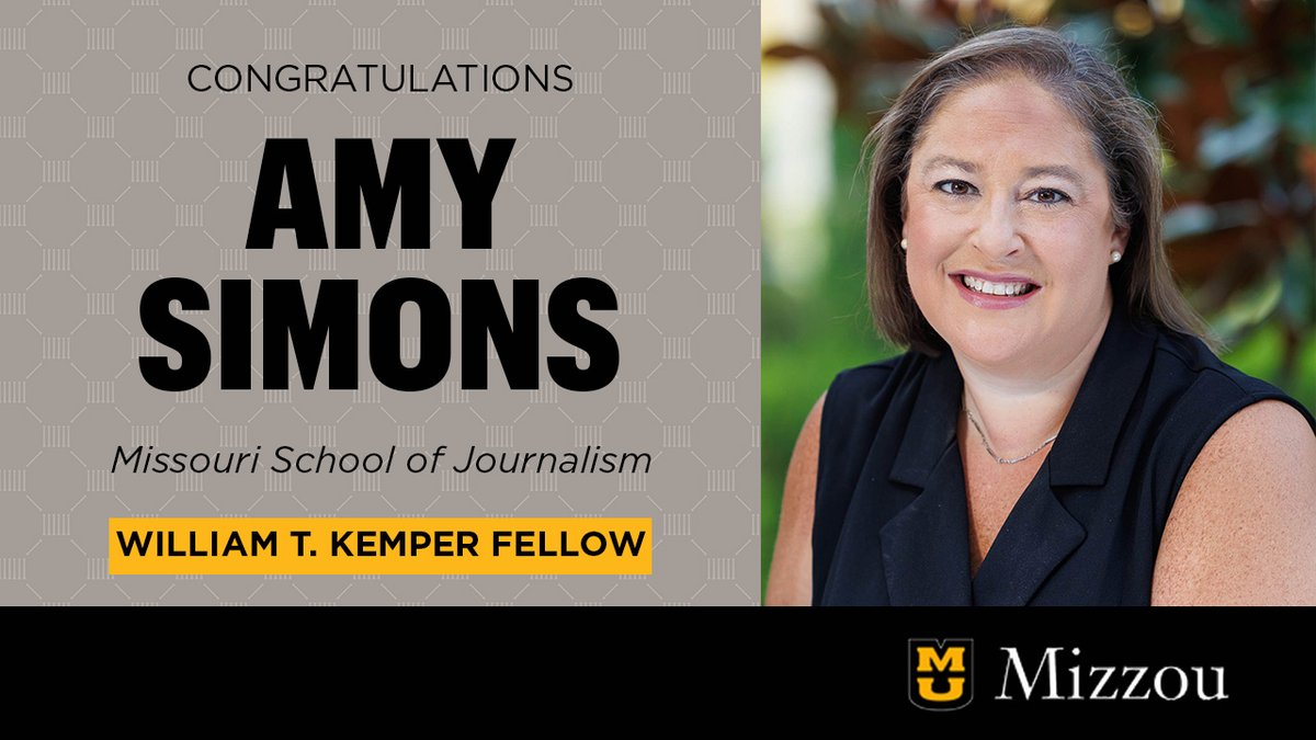 Mizzou's tweet photo. It's time to honor #Mizzou's 2025 Kemper Fellows. 

Our first 2025 William T. Kemper Fellow: Amy Simons from the @mujschool! 

Join the Mizzou community and @CommerceBank in congratulating Amy.

More info ➡️ https://t.co/6ZawC3caq5 https://t.co/s9pYfpxI5c