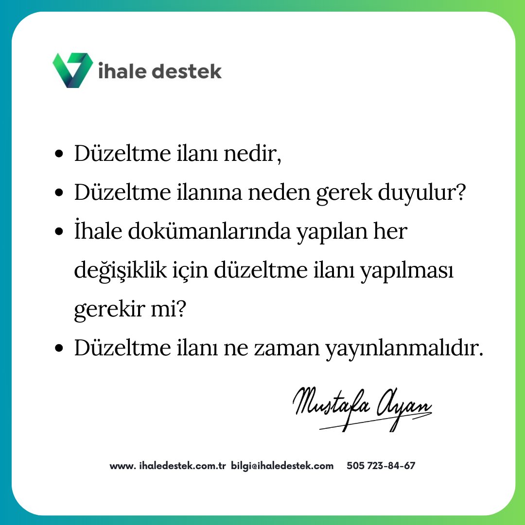 Bu dosyada düzeltme ilanı konusu incelenmiştir. ihaledestek.com.tr/l/duzeltme-ila…  #düzeltmeilanı  #bist100 #kamuihale #ilan #ihaleilanı