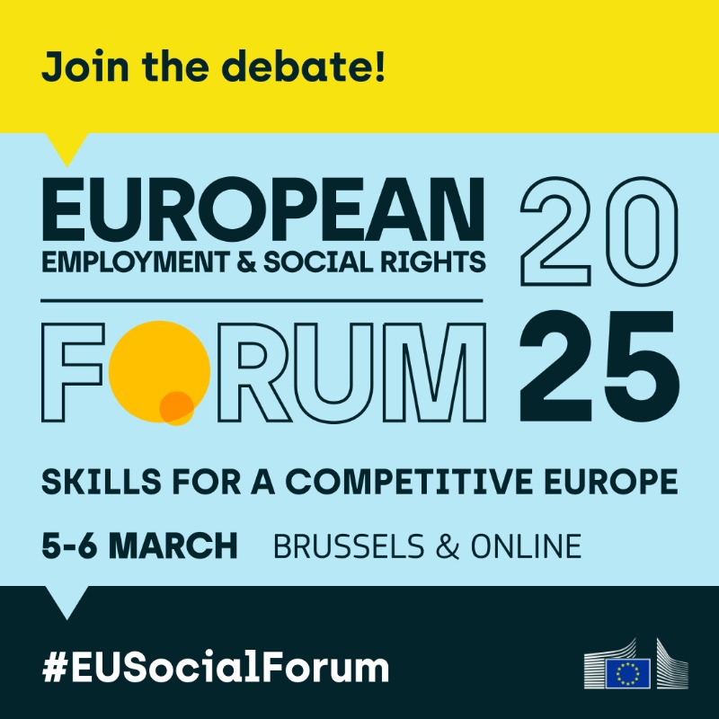 EU_Social's tweet photo. Welcome to #EUSocialForum 2025! 🇪🇺

More than 3,000 people will join two days of discussions on how skills, knowledge, and innovation can strengthen EU societies, people, and competitiveness. 

Watch live from 13:30 CET ↓