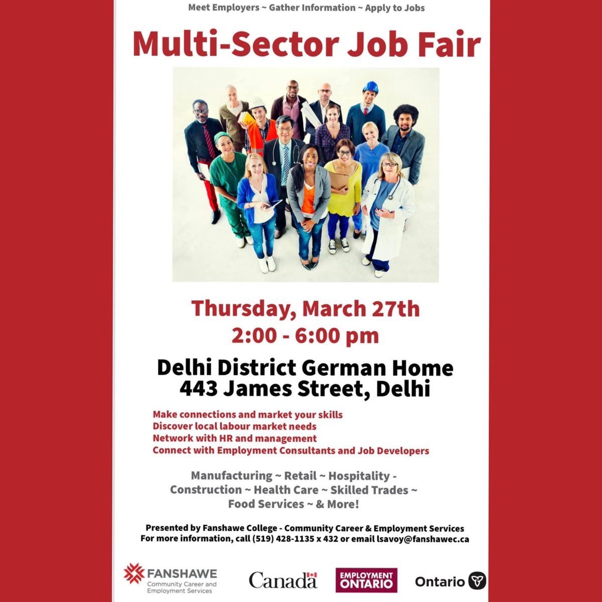 ACEProgram447's tweet image. Our friends over at Community Career and Employment Services, Fanshawe are hosting a Multi Sector Job Fair later this month! 
Great way to learn about some options when it comes to your next career move.