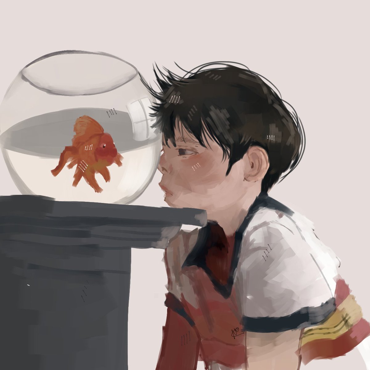 thatsmarisy's tweet photo. A boy and his fish!
 Reference: photo
#fanart #artmoots #artists #drawings #drawingart https://t.co/H9Epp0SF9P