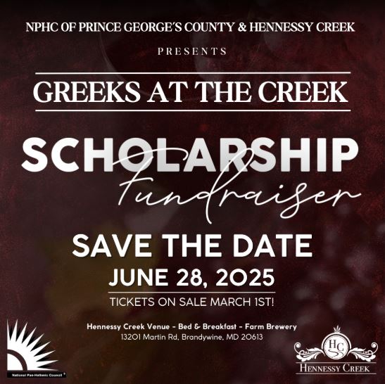 Greetings Sorors and Fraters,

Join the NPHC of Prince George’s County &amp; Hennessy Creek for our signature scholarship event "Greeks At The Creek" 
Click the link below to purchase tickets!

eventbrite.com/.../3rd-annual…...