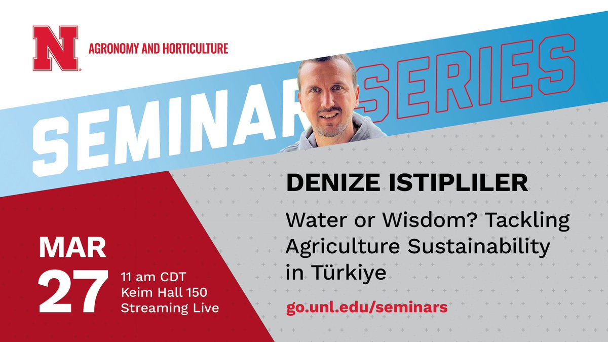 Nebraska Agronomy and Horticulture (@unlagrohort) on Twitter photo The next #UNLAgroHort seminar is 3/27 at 11 am in Keim 150 or online ›› go.unl.edu/seminars. Denize Istipliler will explore whether drought & water shortages are the main culprits or gaps in knowledge, tech, for Turkey’s ag sustainability challenges. #UNL <a href="/NebrWaterCenter/">Nebr. Water Center</a> The next #UNLAgroHort seminar is 3/27 at 11 am in Keim 150 or online ›› go.unl.edu/seminars. Denize Istipliler will explore whether drought & water shortages are the main culprits or gaps in knowledge, tech, for Turkey’s ag sustainability challenges. #UNL <a href="/NebrWaterCenter/">Nebr. Water Center</a>