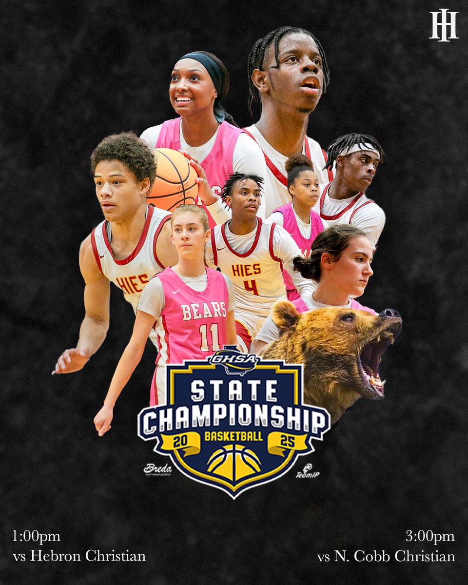 All eyes are on the court tomorrow as our Golden Bears boys' and girls' basketball teams battle it out for the state championship! The girls take on Hebron at 1 p.m., and the boys face off against North Cobb Christian at 3 p.m.

#GoBears