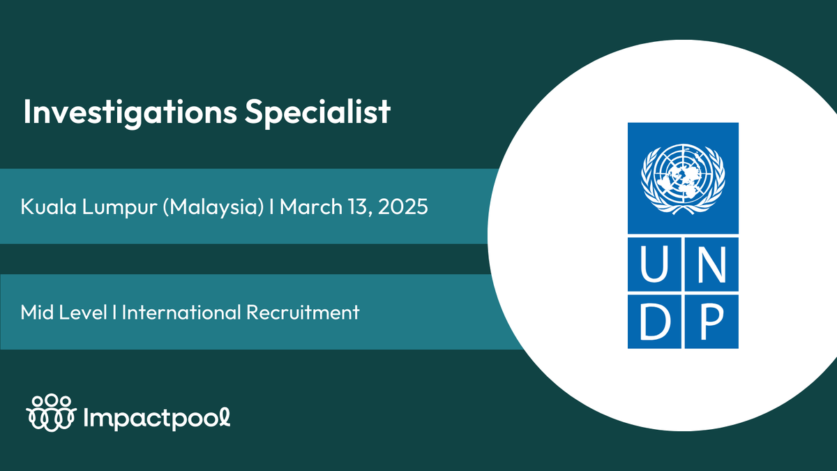 UNDP seeks an Investigations Specialist!

The primary role of the Investigations Specialist is to oversee, supervise and conduct investigations into alleged misconduct that falls within OAI’s (the Office of Audit and Investigations) mandate.

Apply Now: bit.ly/4kqKsmd