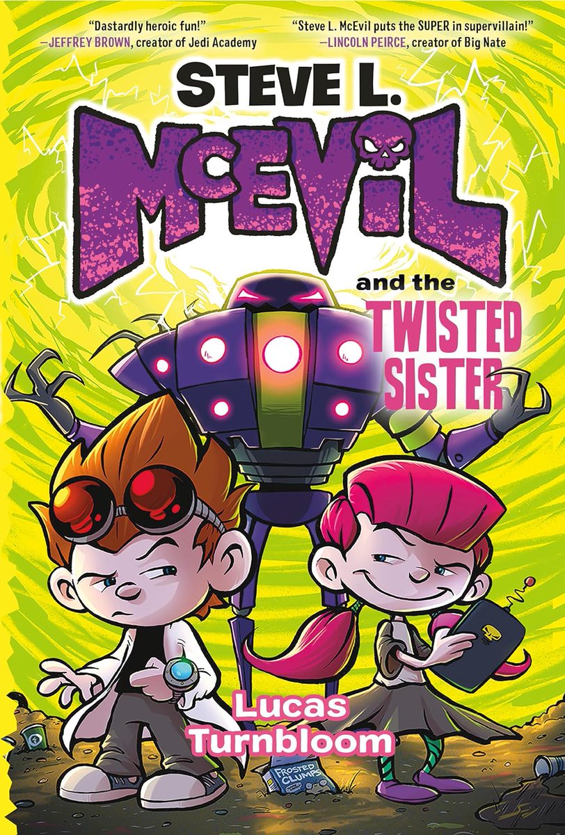 For fast-paced #adventure fans...
Steve L. McEvil and the Twisted Sister <a href="/LucasTurnbloom/">Lucas Turnbloom 💀</a> <a href="/CrownPublishing/">Crown Publishing</a> 
#mg #graphicnovel #scifi #supervillain
bookwormforkids.com/2025/03/steve-…