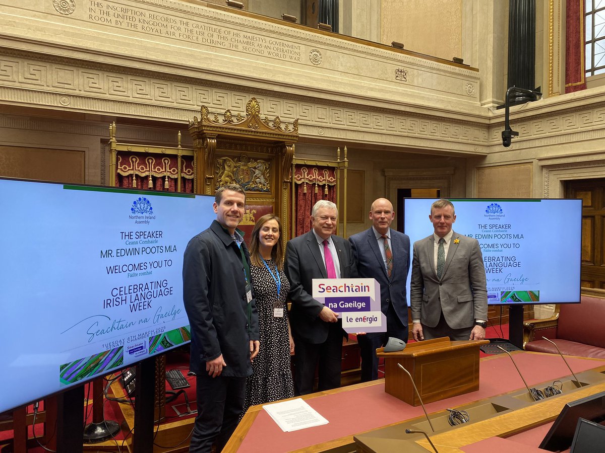 Conradh na Gaeilge ⭕️ (@cnag) on Twitter photo Ócáid thábhachtach inniu ag Cnoc an Anfa leis an Cheann Comhairle Edwin Poots mar chuid de #SnaG25
Go raibh maith agat to Assembly Speaker <a href="/edwinpootsmla/">Edwin Poots</a> for hosting today's celebration of Irish language week & to all Ministers, Speakers, MLAs & guests for joining. Ócáid thábhachtach inniu ag Cnoc an Anfa leis an Cheann Comhairle Edwin Poots mar chuid de #SnaG25
Go raibh maith agat to Assembly Speaker <a href="/edwinpootsmla/">Edwin Poots</a> for hosting today's celebration of Irish language week & to all Ministers, Speakers, MLAs & guests for joining.