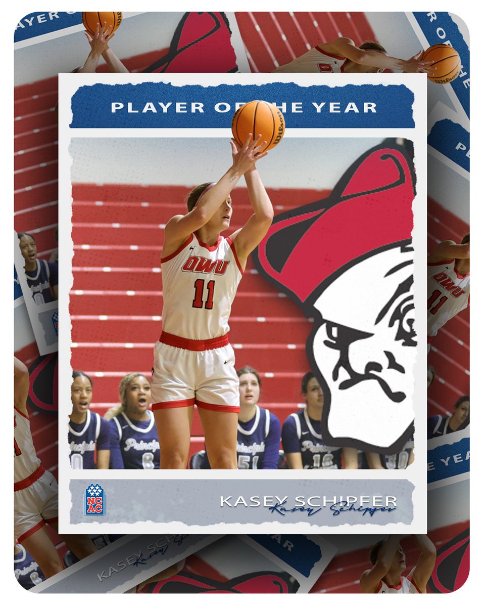 NCAC (@ncac) on Twitter photo Congratulations to Kasey Schipfer of <a href="/OWU_WBB/">Ohio Wesleyan WBB</a> for being named the 2025 NCAC Player of the Year
#NCACPride | #ncacwbkb
📰 | tinyurl.com/34vzrp2w Congratulations to Kasey Schipfer of <a href="/OWU_WBB/">Ohio Wesleyan WBB</a> for being named the 2025 NCAC Player of the Year
#NCACPride | #ncacwbkb
📰 | tinyurl.com/34vzrp2w