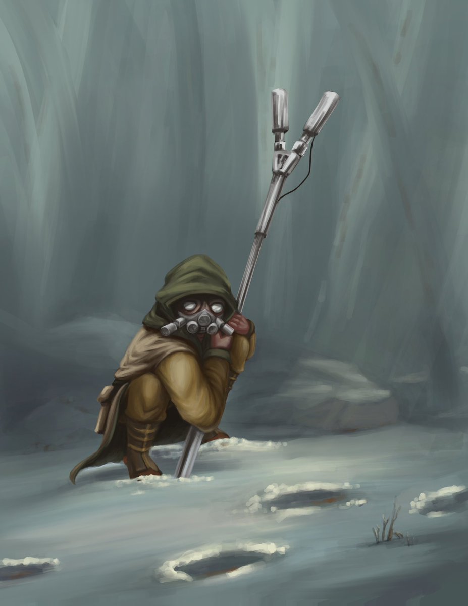 DistraKit's tweet photo. Another character portrait for my partner in a Star Wars game, this time a Gand Findsman, referencing a possibly recognizable painting. 

#digitalart #characterart #starwars #gand https://t.co/OsCikbANx7