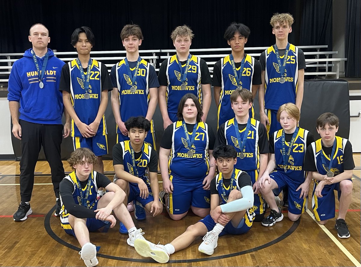 Congratulations to our HCAA 2A Boys Basketball District Champion St. Brieux Crusaders who defeated Humboldt Collegiate Mohawks 64-39 in the District Championship Final! Pictured are the Gold medalists St. Brieux and Silver medalists Humboldt Collegiate.