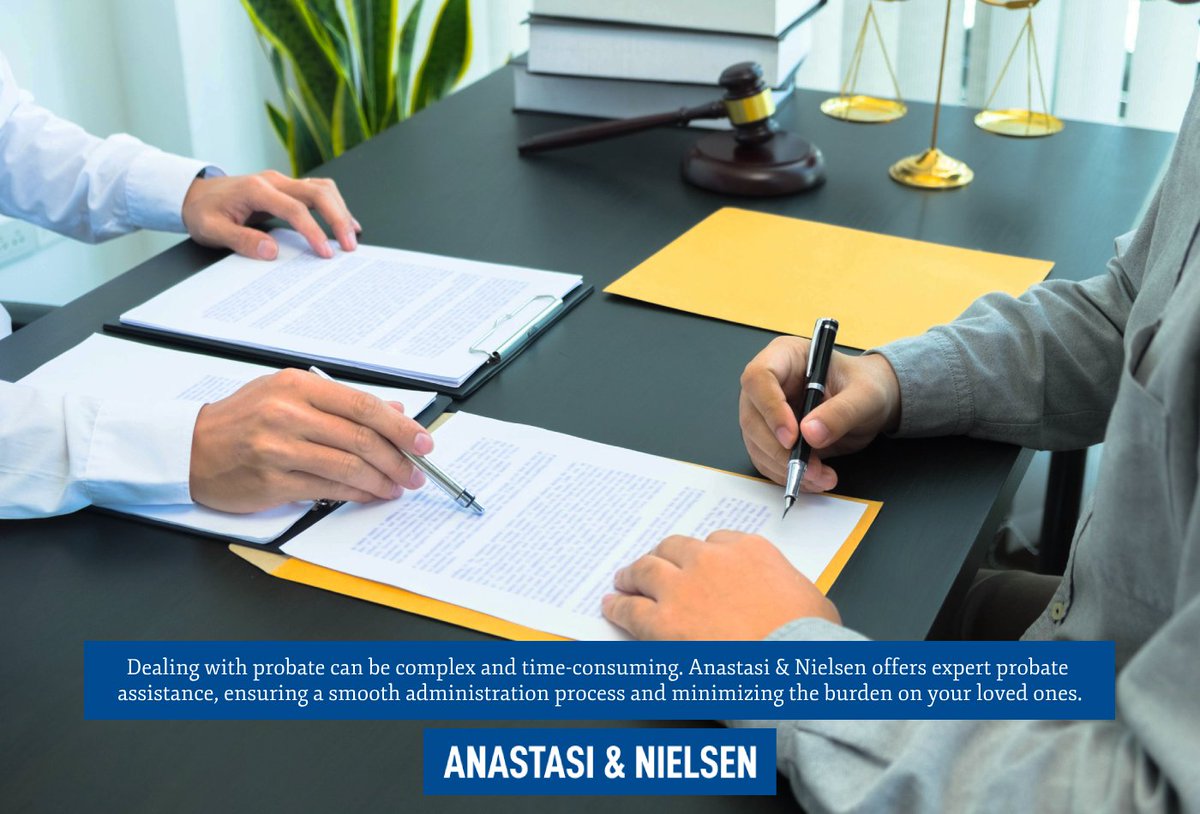 AnastasiNielsen's tweet image. Dealing with probate can be complex and time-consuming. Anastasi &amp;amp; Nielsen offers expert probate assistance, ensuring a smooth administration process and minimizing the burden on your loved ones. nielsenlawoffice.com #Probate #ProbateAssistance #Attorney