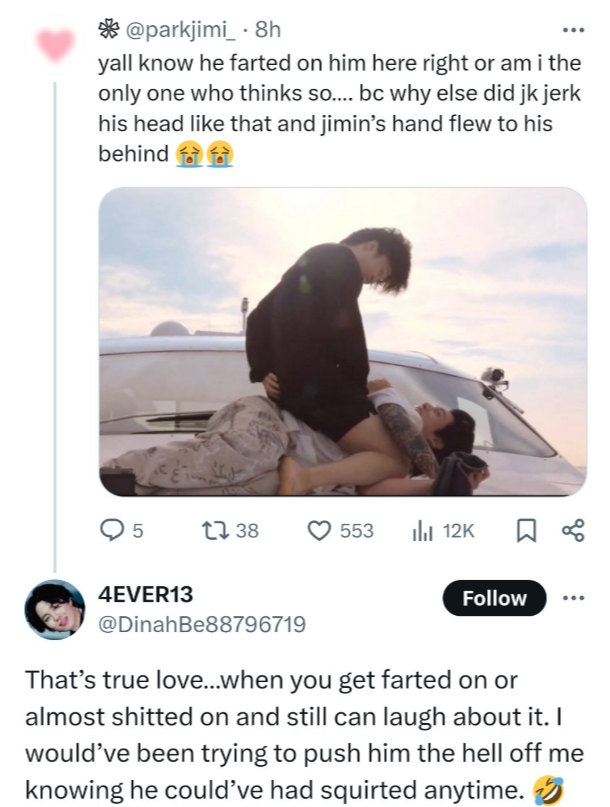 taeevkookk's tweet photo. oh look! 5k people uwu-ing over diarrhea. but its okay they do it all the time while looking at jm's poopy face https://t.co/PMtLlZKXuB